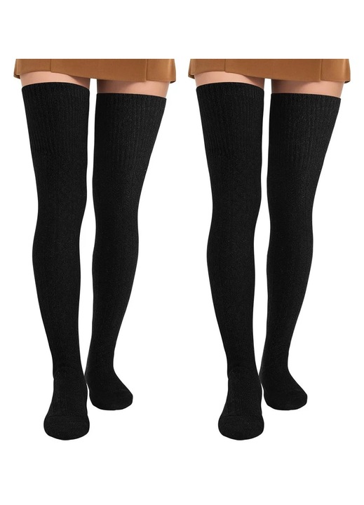 Дамски чорапи, 2 чифта, дълги, над коляното, 50% полиестер, 27% акрил, 20,5-22"