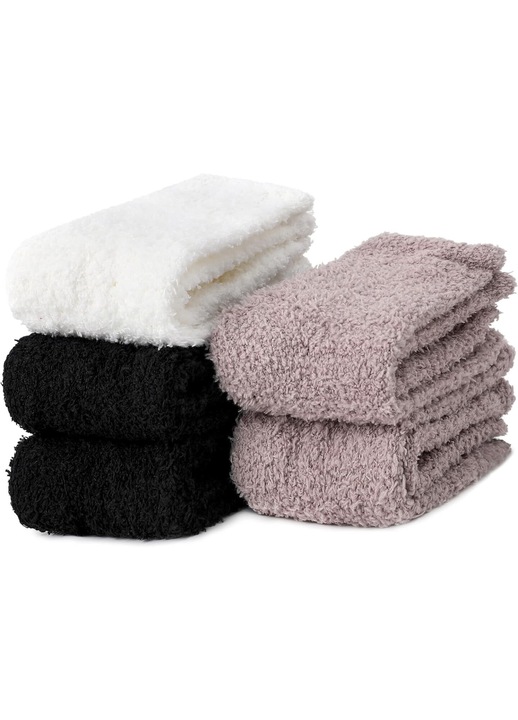 Комплект от 5 чифта дамски чорапи, меки, пухкави, многоцветни, размер US 5-10