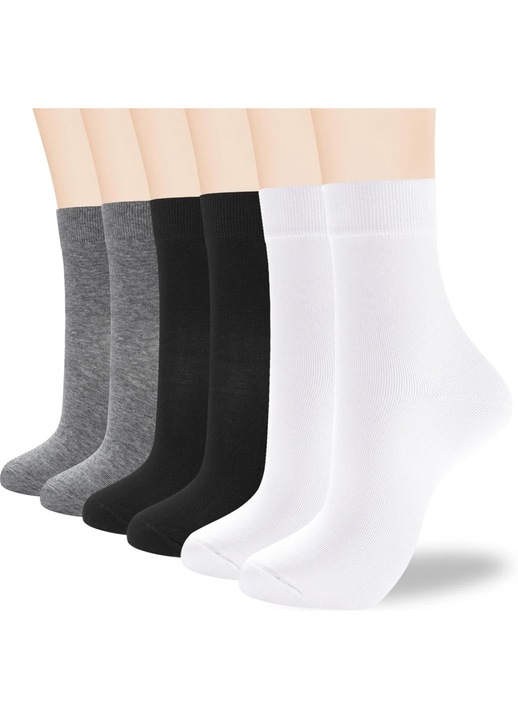 Дамски чорапи, 6 чифта, тънки памучни, многоцветни, размер 6-9