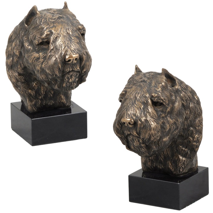 Statueta Bouvier des Flandres, sculptura pe baza de piatra, Art-Dog, bronz rece, dimensiuni variate