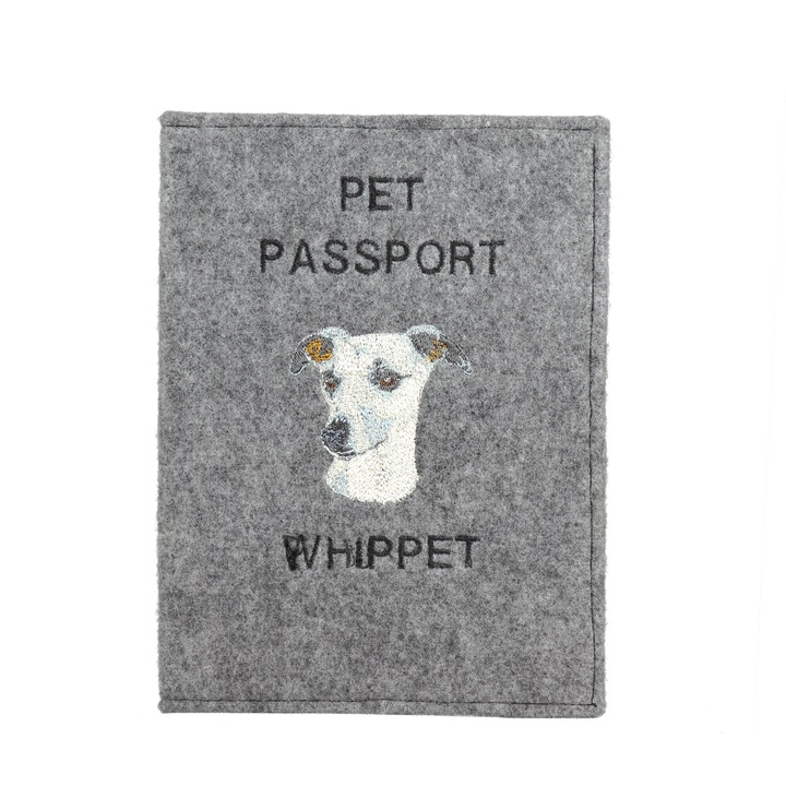 Etui pentru pasaport si documente, Art-Dog, mode cu caine Whippet, 17x12.5cm