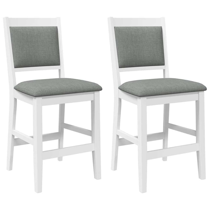 vidaXL 2 db fehér tömörfa gumiból bárszékek párnákkal 4102566