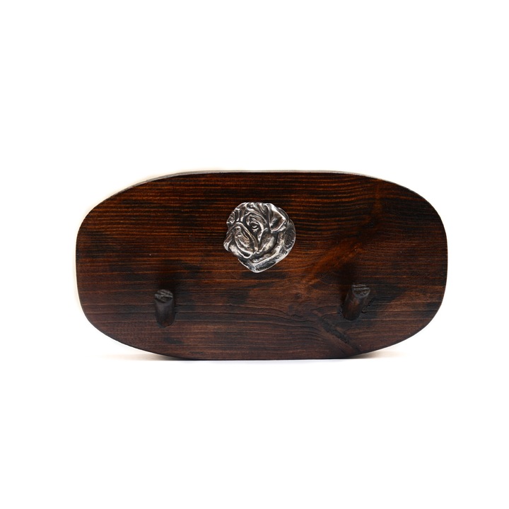 Fa kabáttartó kutyadomborral, Art-Dog, 10x20cm, barna