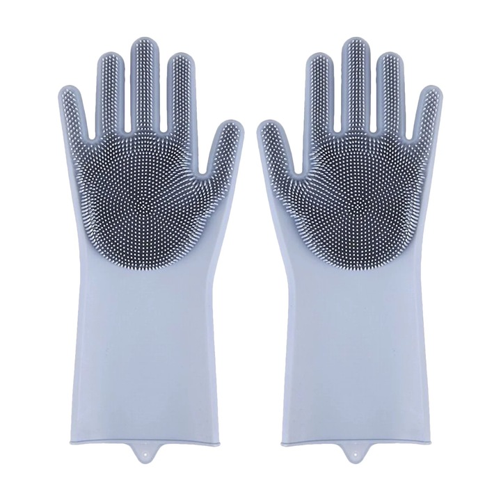 Szilikon mosogatókesztyű, Fokelyi, újrafelhasználható, szürke, 35x16cm