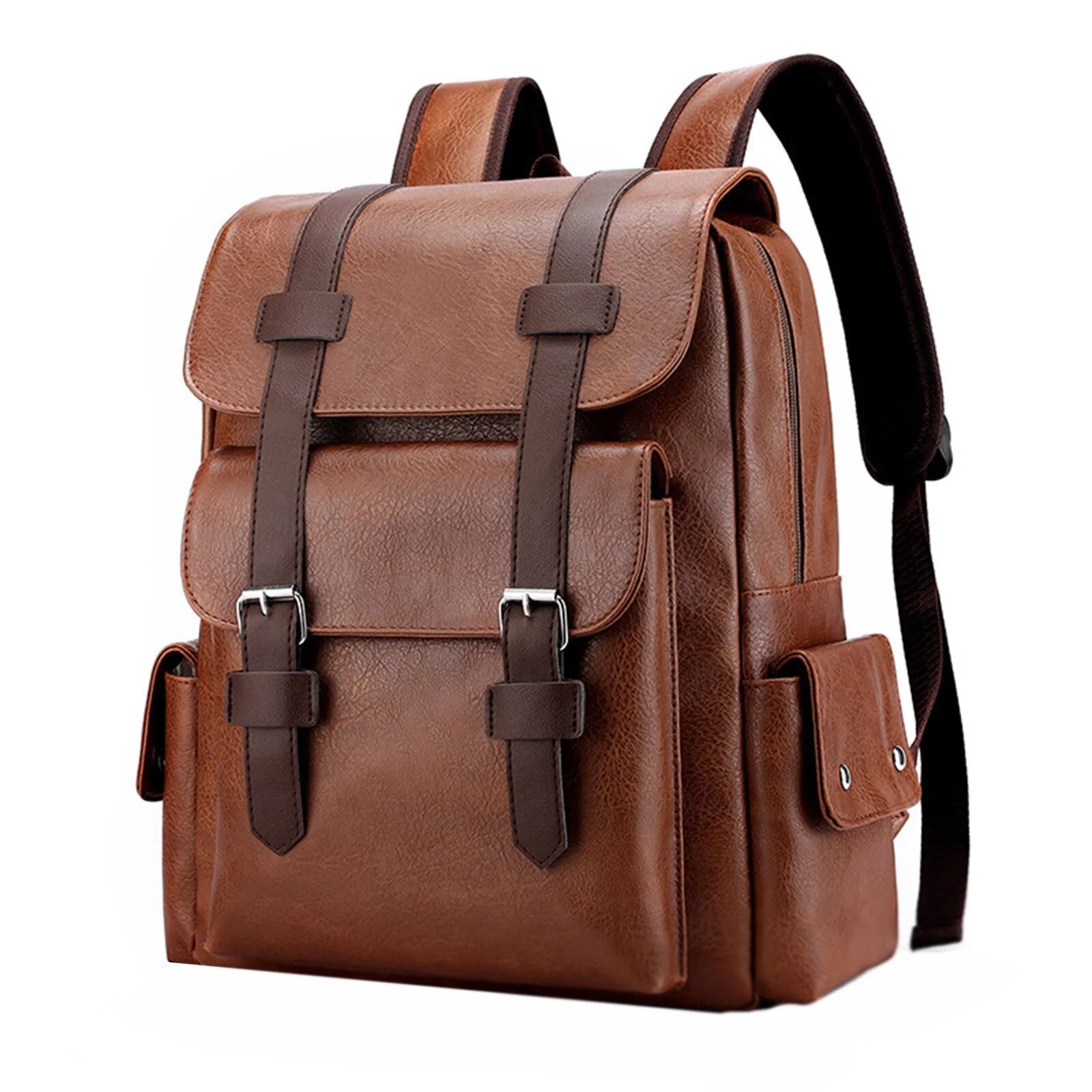 Rucsac laptop YANYXR piele maro 15.6 inch 38x33x12cm