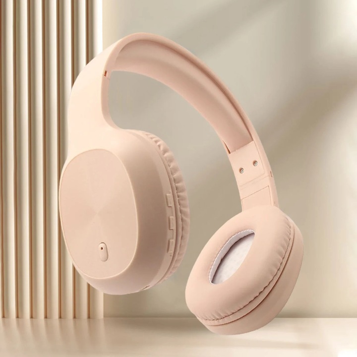 Casti wireless YANYXR Bluetooth 5.3, microfon, anulare zgomot, galben, 18x17cm