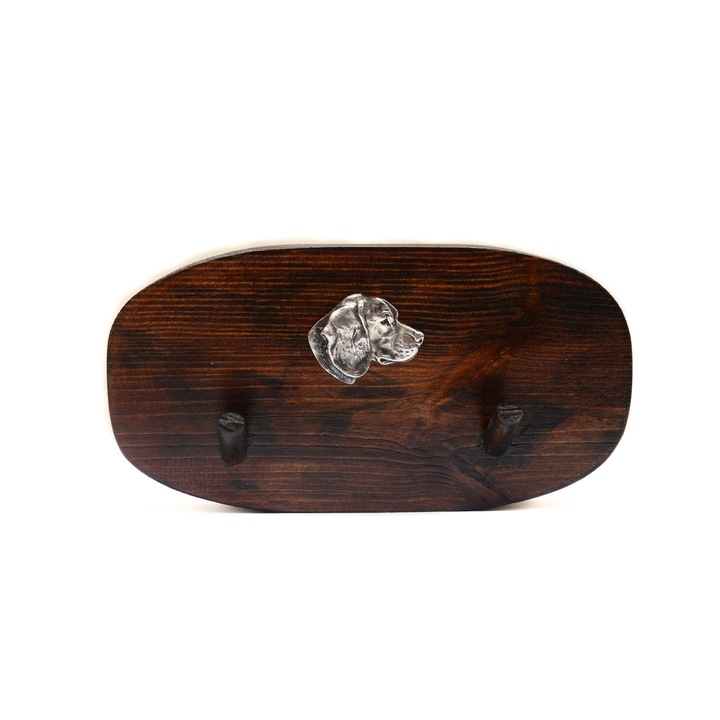 Fa kabáttartó kutyadomborral, Art-Dog, 10x20cm, barna