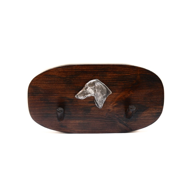 Fa kabáttartó kutyadomborral, Art-Dog, 10x20cm, barna