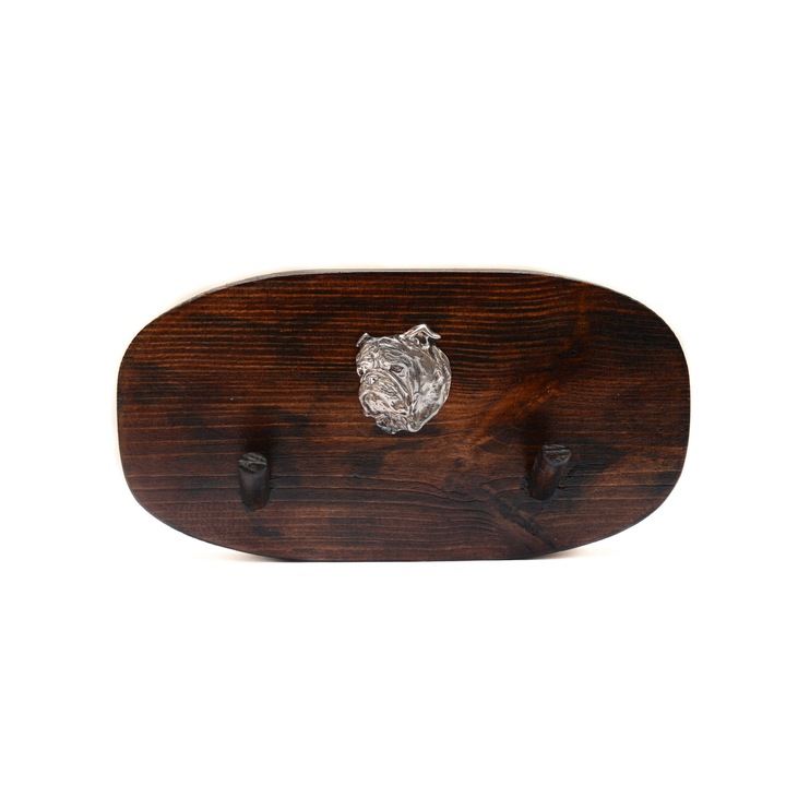 Fa kabáttartó kutyadomborral, Art-Dog, 10x20cm, barna