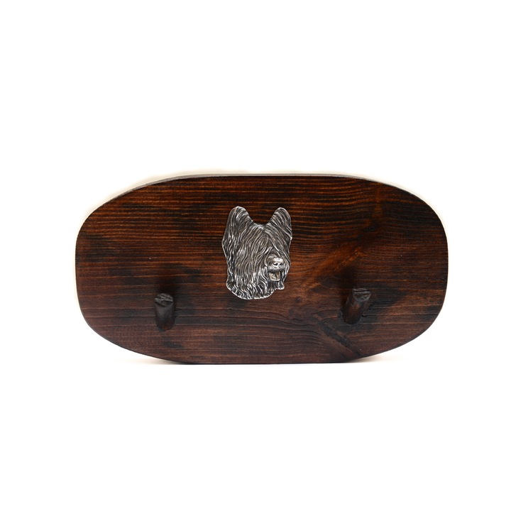 Fa kabáttartó kutyadomborral, Art-Dog, 10x20cm, barna