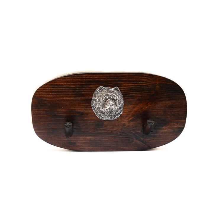 Fa kabáttartó kutyadomborral, Art-Dog, 10x20cm, barna