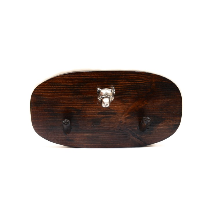 Fa kabáttartó kutyadomborral, Art-Dog, 10x20cm, barna