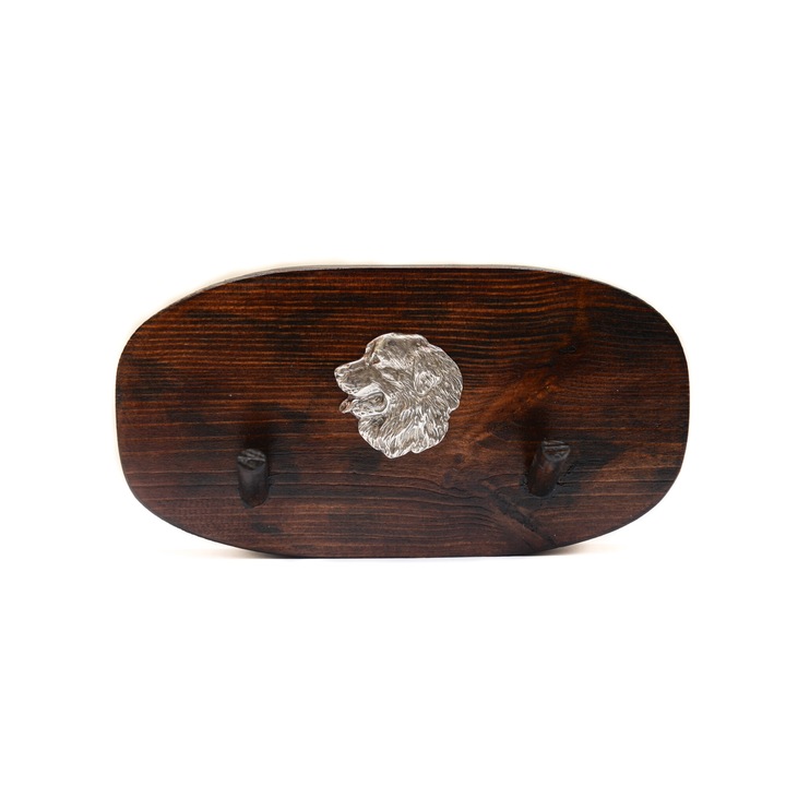 Fa kabáttartó kutyadomborral, Art-Dog, 10x20cm, barna