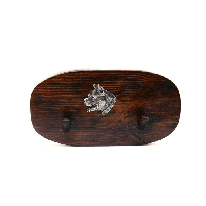 Fa kabáttartó kutyadomborral, Art-Dog, 10x20cm, barna