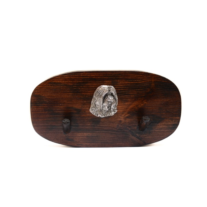 Fa kabáttartó kutyadomborral, Art-Dog, 10x20cm, barna