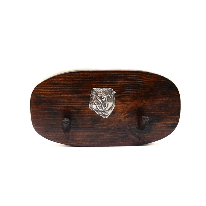 Fa kabáttartó kutyadomborral, Art-Dog, 10x20cm, barna