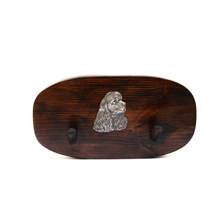 Fa kabáttartó kutyadomborral, Art-Dog, 10x20cm, barna