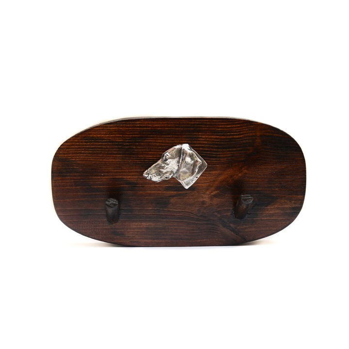 Fa kabáttartó kutyadomborral, Art-Dog, 10x20cm, barna