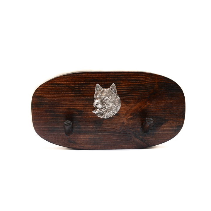 Fa kabáttartó kutyadomborral, Art-Dog, 10x20cm, barna