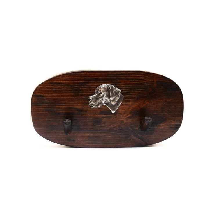 Fa kabáttartó kutyadomborral, Art-Dog, 10x20cm, barna
