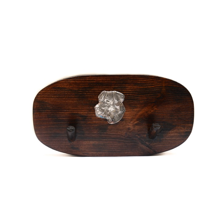 Fa kabáttartó kutyadomborral, Art-Dog, 10x20cm, barna