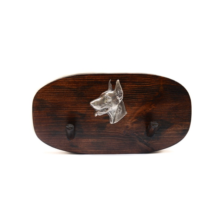 Fa kabáttartó kutyadomborral, Art-Dog, 10x20cm, barna