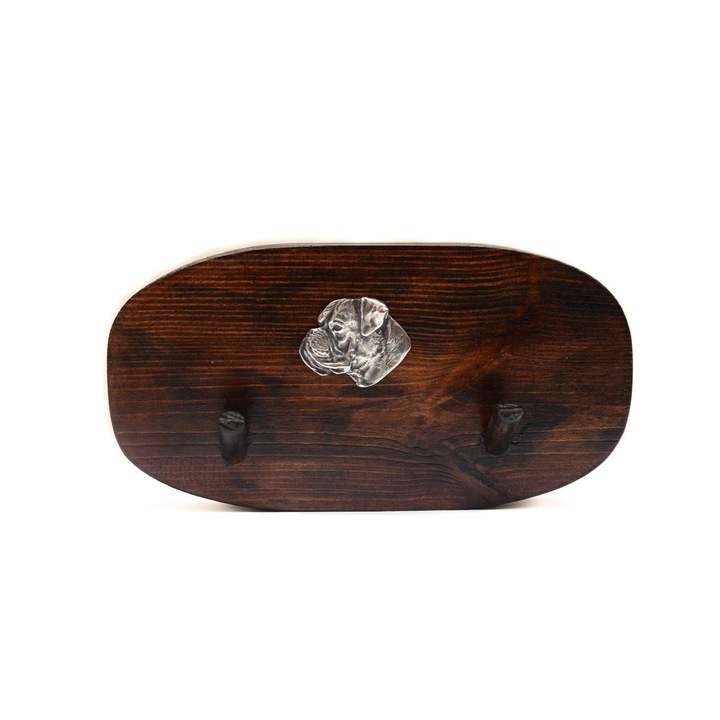 Fa kabáttartó kutyadomborral, Art-Dog, 10x20cm, barna