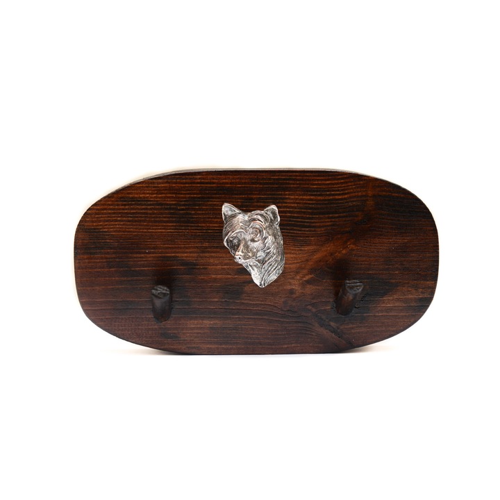 Fa kabáttartó kutyadomborral, Art-Dog, 10x20cm, barna