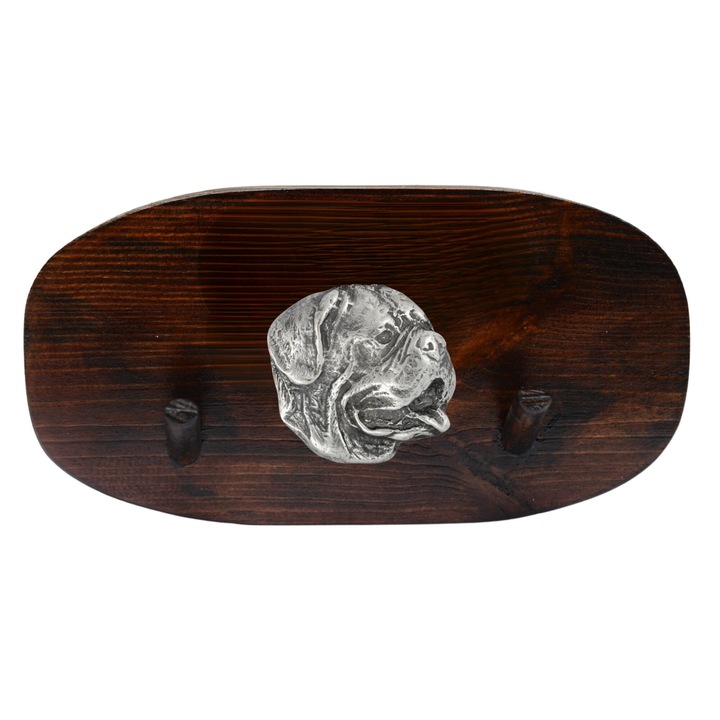 Fa kabáttartó kutyadomborral, Art-Dog, 10x20cm, barna