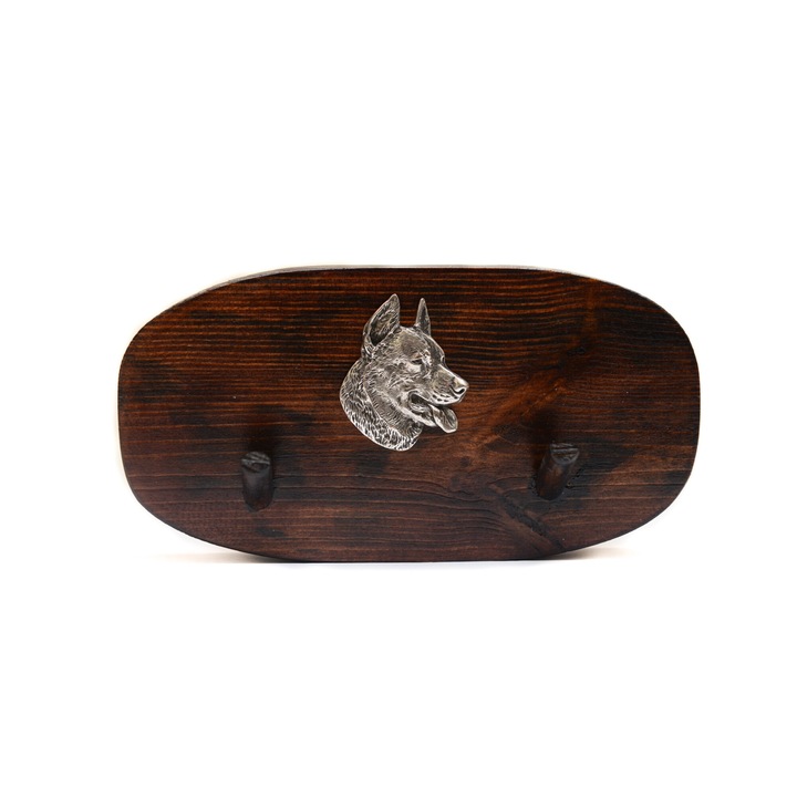 Fa kabáttartó kutyadomborral, Art-Dog, 10x20cm, barna