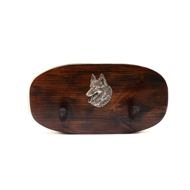 Fa kabáttartó kutyadomborral, Art-Dog, 10x20cm, barna