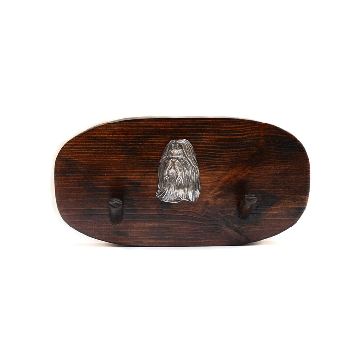 Umeras din lemn cu caine, Art-Dog, 10x20cm, pentru haine si accesorii, argintat