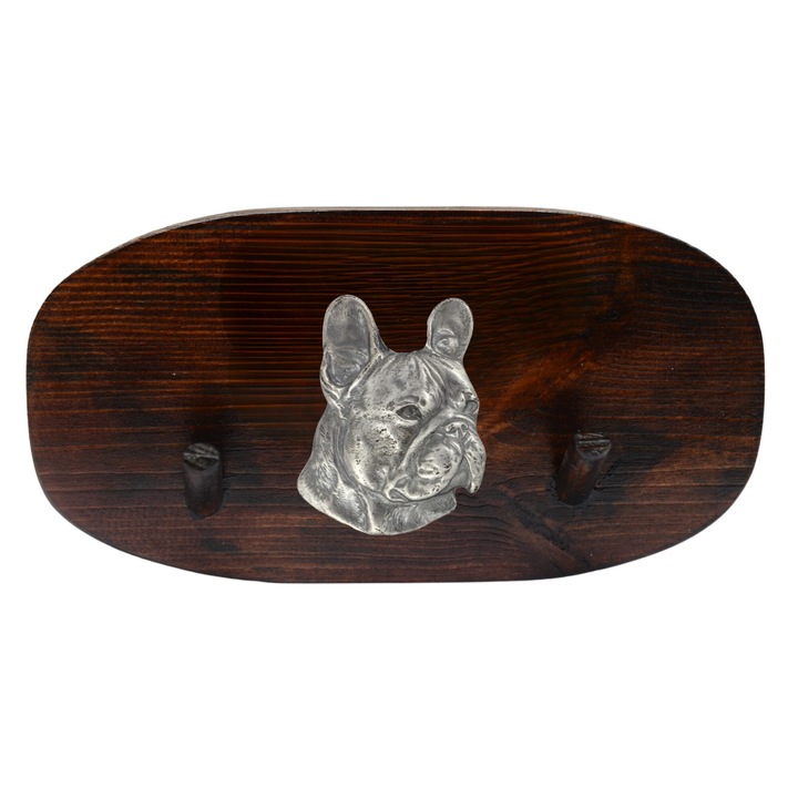 Fa kabáttartó kutyadomborral, Art-Dog, 10x20cm, barna