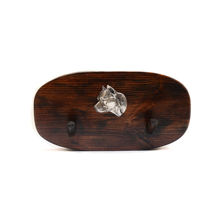 Fa kabáttartó kutyadomborral, Art-Dog, 10x20cm, barna