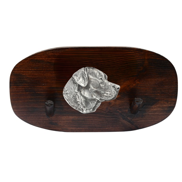 Fa kabáttartó kutyadomborral, Art-Dog, 10x20cm, barna