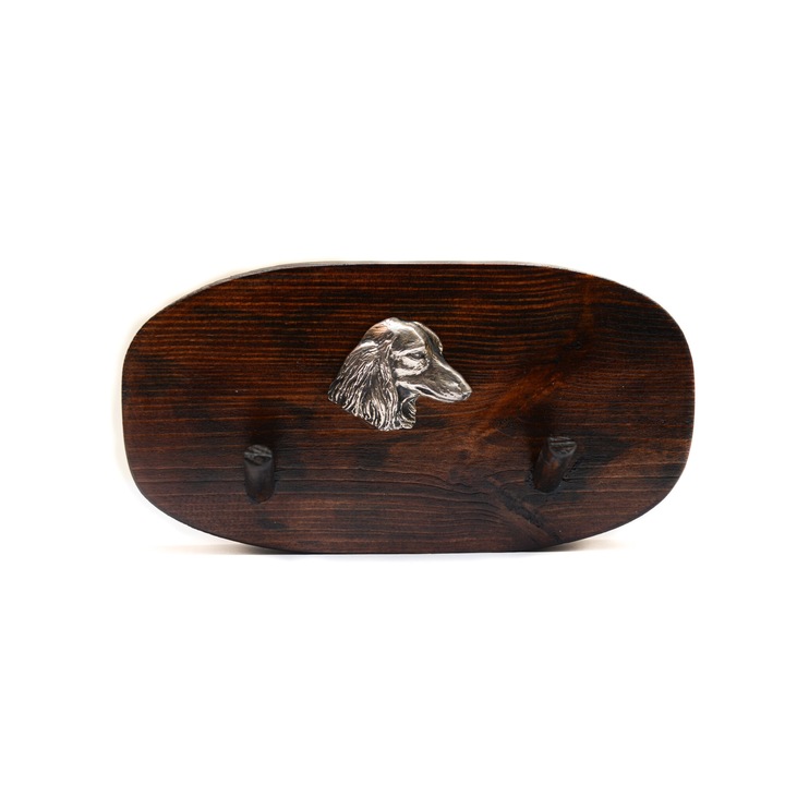 Fa kabáttartó kutyadomborral, Art-Dog, 10x20cm, barna