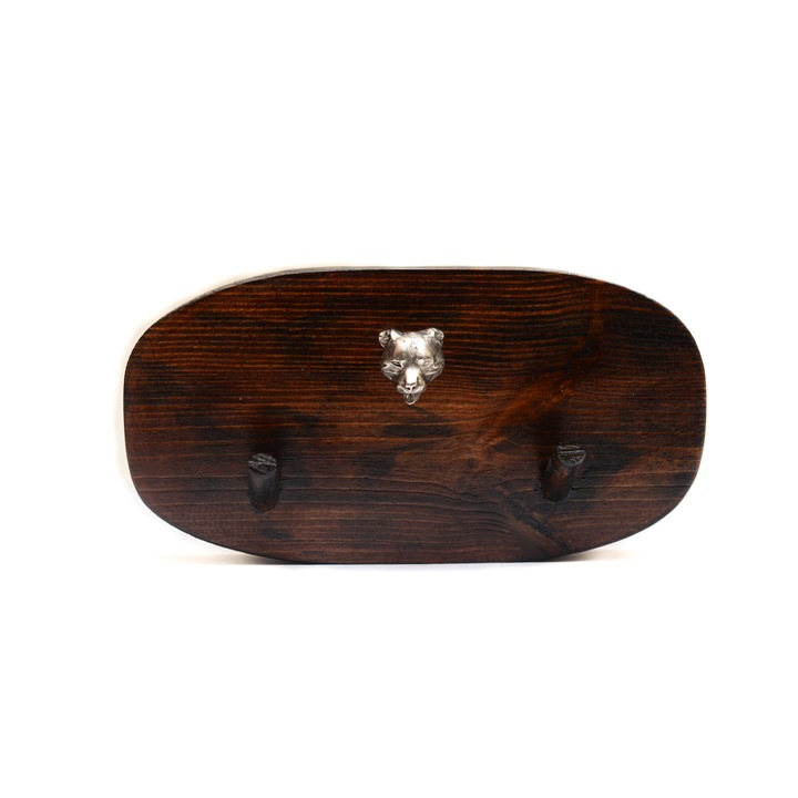 Fa ruhafogas kutya szoborral, Art-Dog, 10x20cm, barna