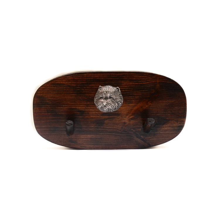 Fa kabáttartó kutyadomborral, Art-Dog, 10x20cm, barna