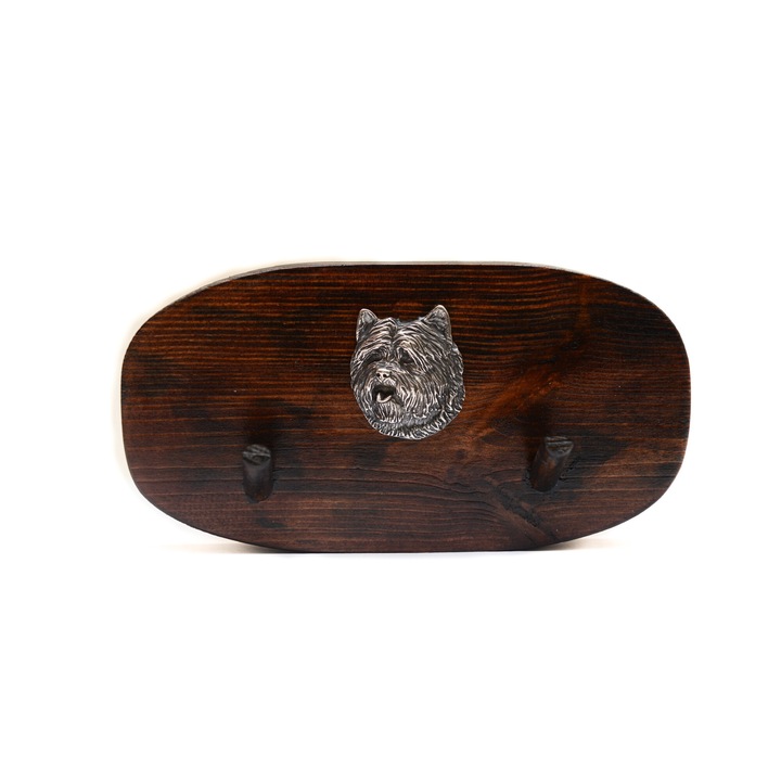 Fa kabáttartó kutyadomborral, Art-Dog, 10x20cm, barna