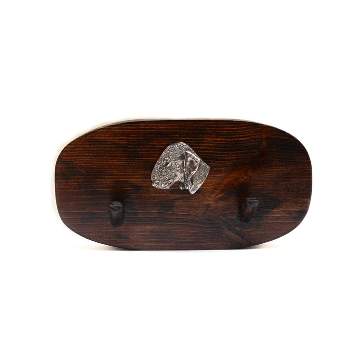 Fa kabáttartó kutyadomborral, Art-Dog, 10x20cm, barna