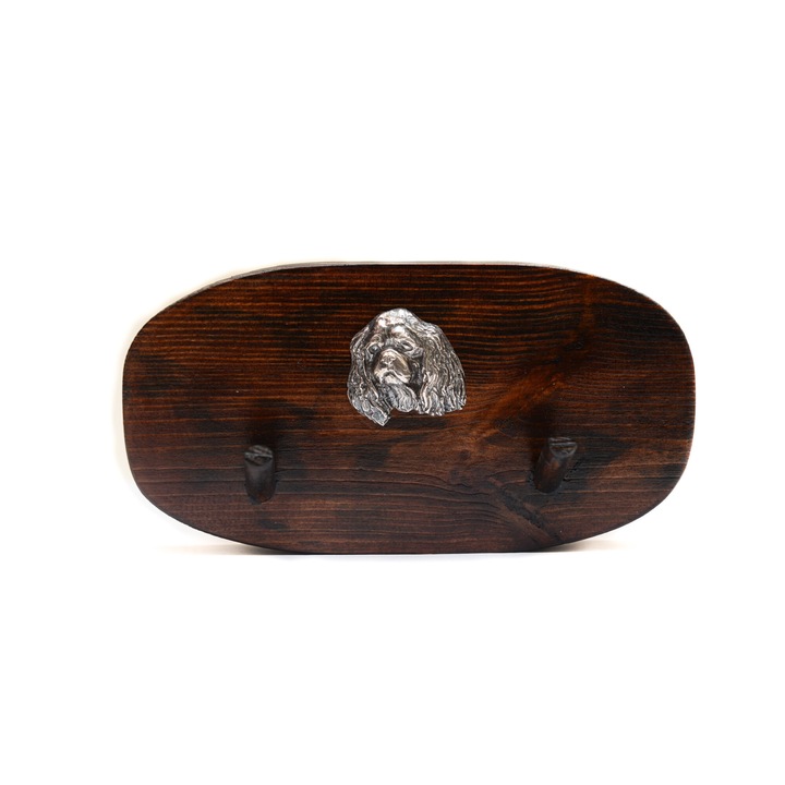 Fa kabáttartó kutyadomborral, Art-Dog, 10x20cm, barna