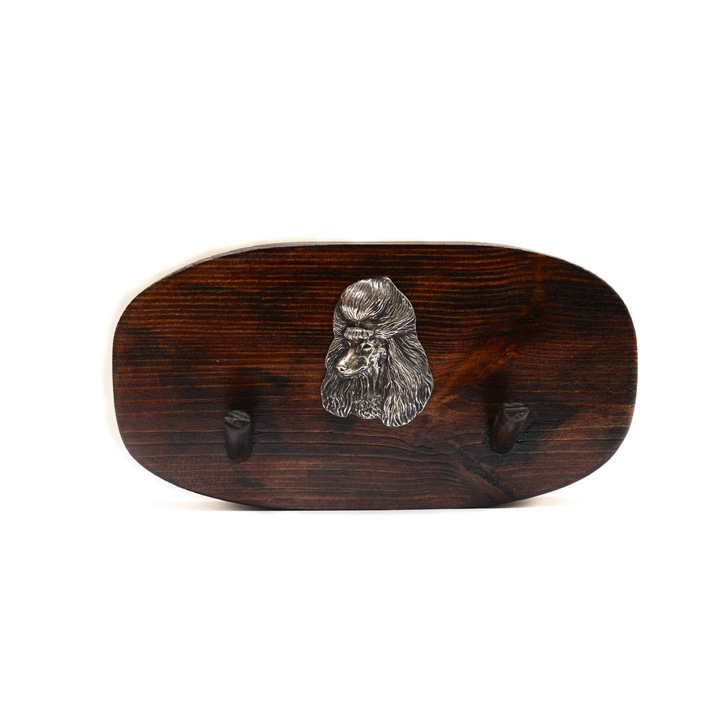 Fa kabáttartó kutyadomborral, Art-Dog, 10x20cm, barna