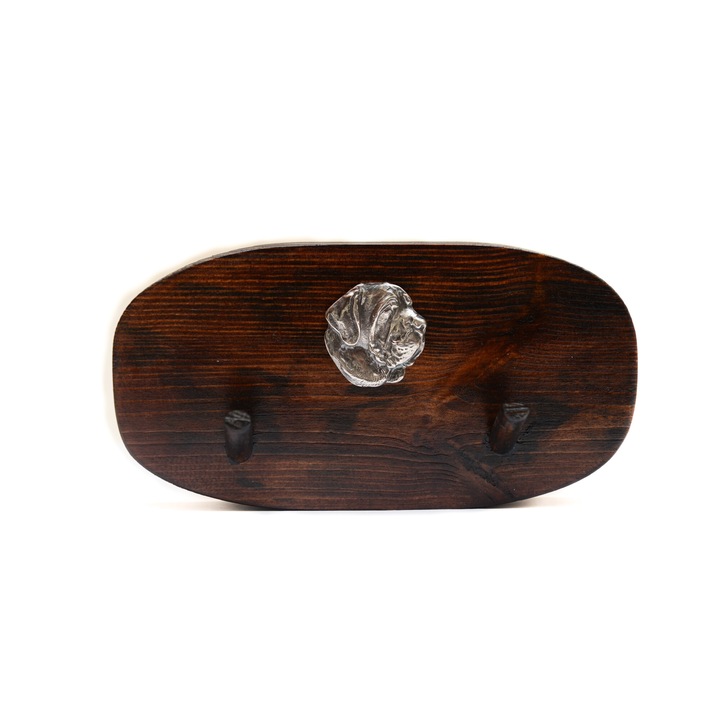 Fa kabáttartó kutyadomborral, Art-Dog, 10x20cm, barna