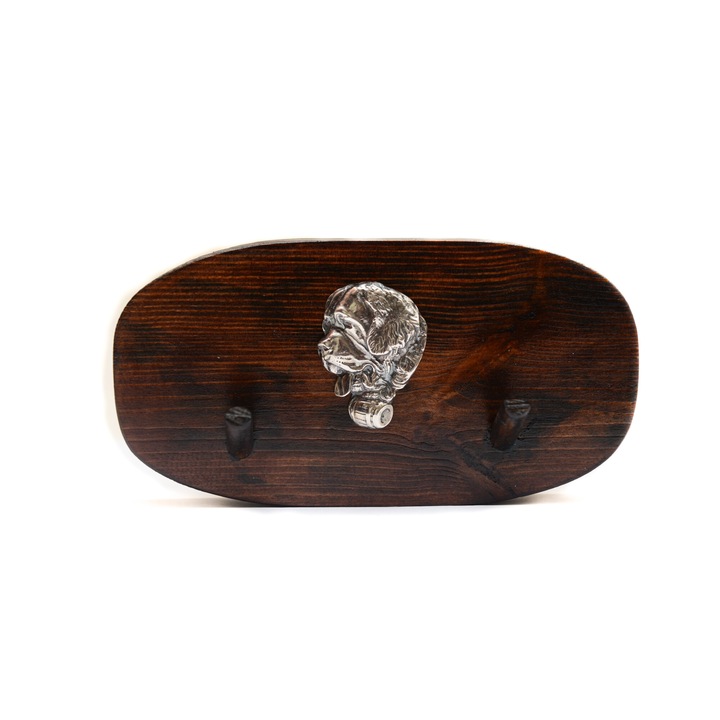 Fa kabáttartó kutyadomborral, Art-Dog, 10x20cm, barna