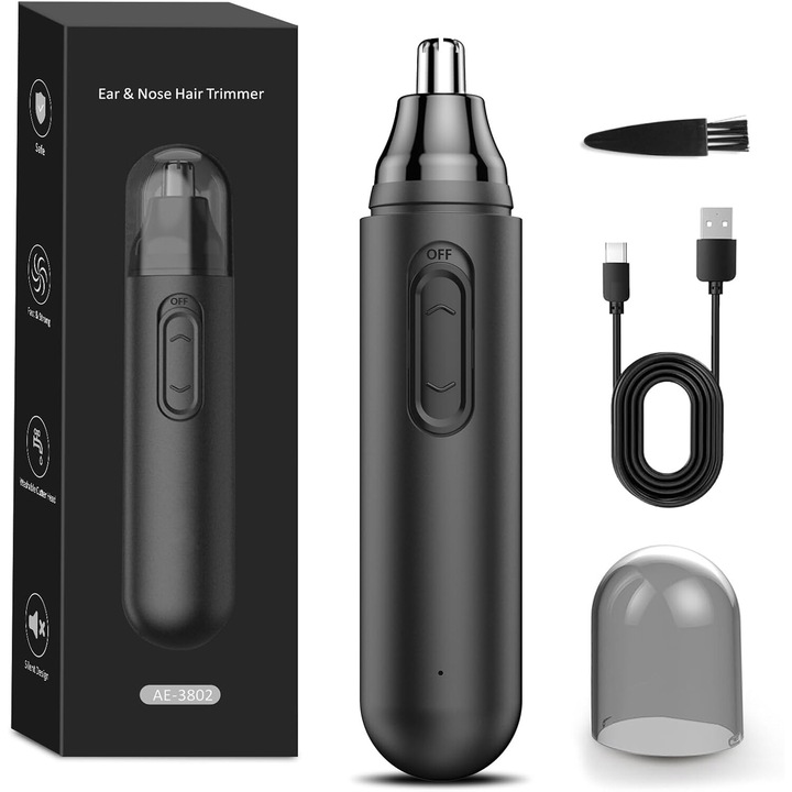 Aparat de tuns Zeaicos, cortapelos pentru nas si urechi, impermeabil, USB reincarcabil