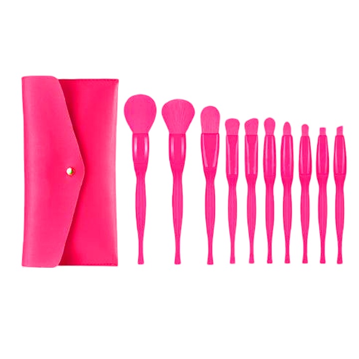 Set pensule machiaj Zeaicos, 10 bucati, multicolor