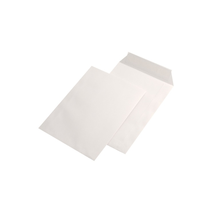 Plic C5, 162 x 229 mm, alb, banda silicon, 80 g/mp, 500 bucati/cutie
