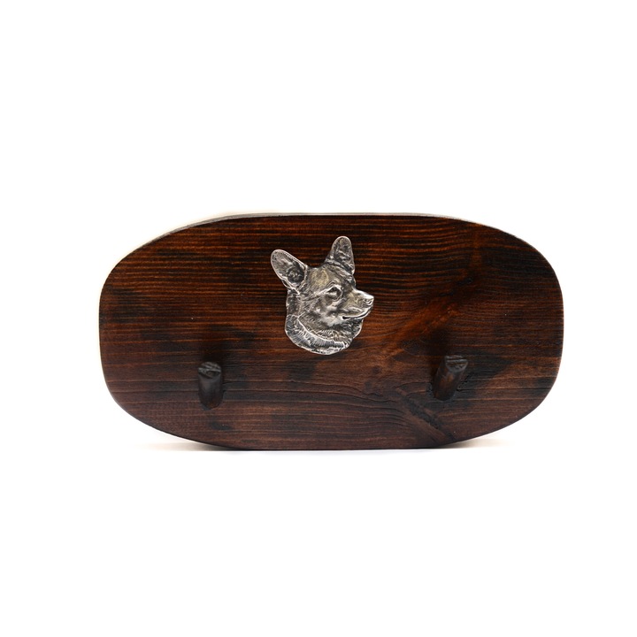 Fa kabáttartó kutyadomborral, Art-Dog, 10x20cm, barna