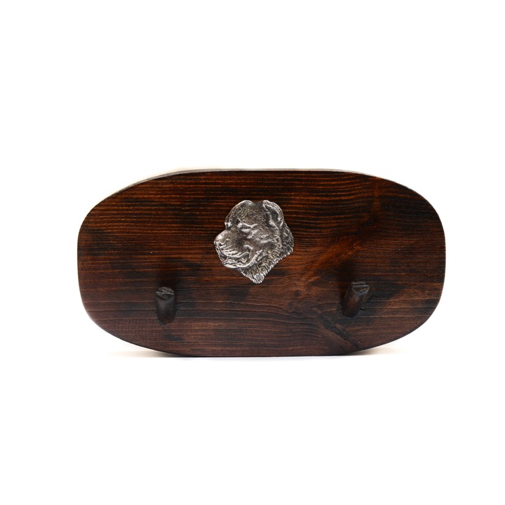 Cuier din lemn cu sculptura de caine, Art-Dog, 10x20cm, maro