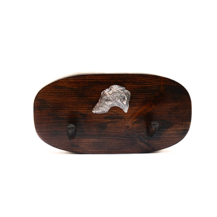 Fa kabáttartó kutyadomborral, Art-Dog, 10x20cm, barna